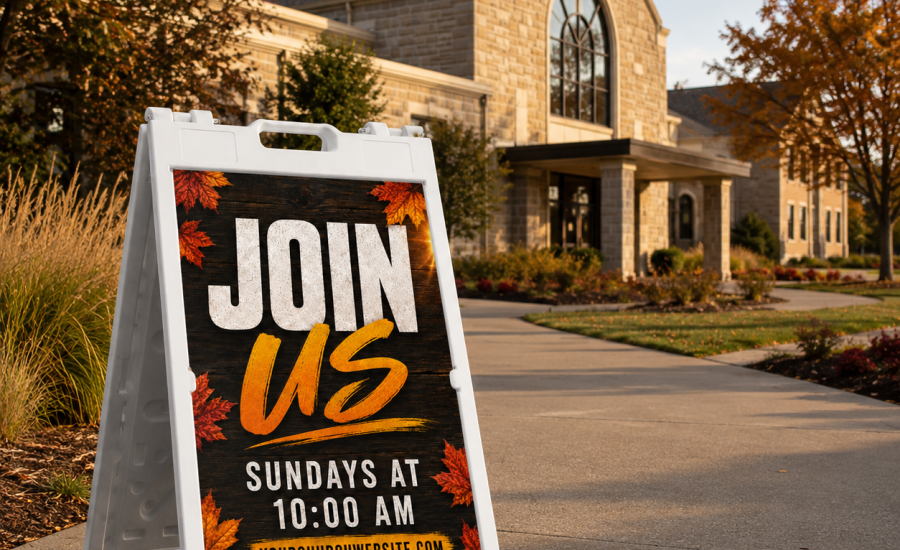 church A-frame welcome sign
