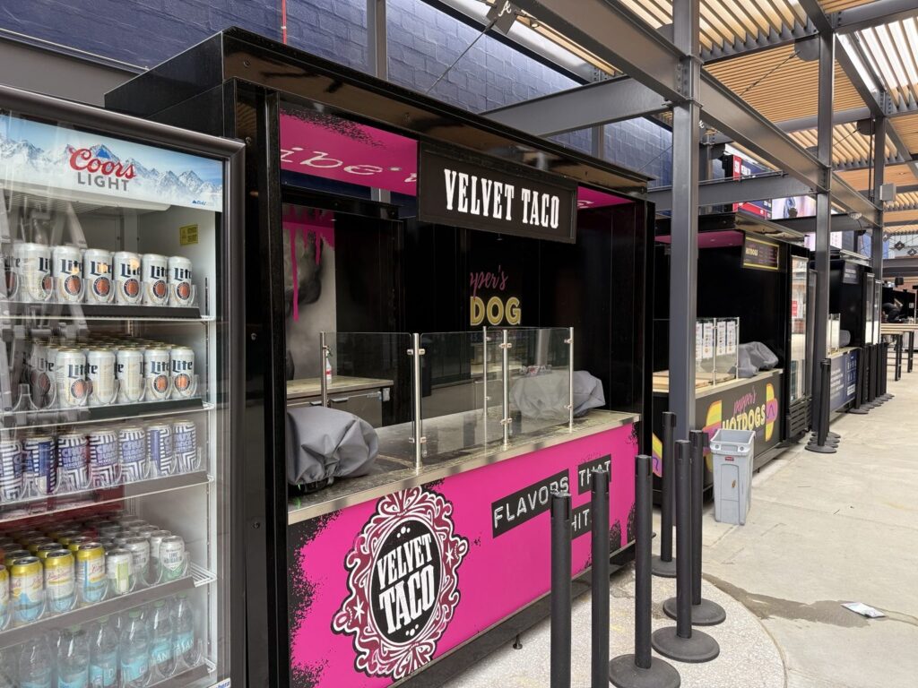 Commercial graphics installation on concession stands at Truist Park, Atlanta