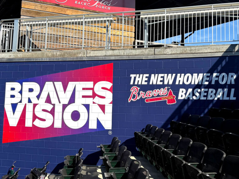 Braves Vision wall graphic above stadium seating