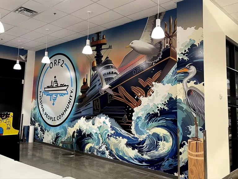 Nautical ORF2 wall mural surrounding an interior doorway