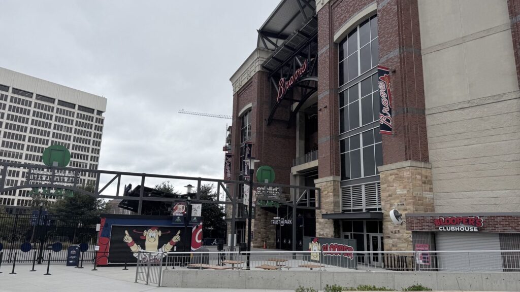 Blooper's Clubhouse, the Atlanta Braves team store at Truist Park, after its graphics installation.